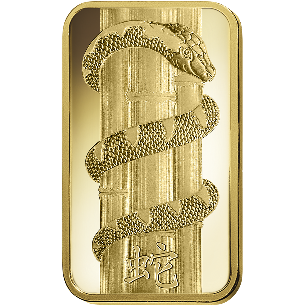 Lunar Snake Gold Minted Bar - 1oz