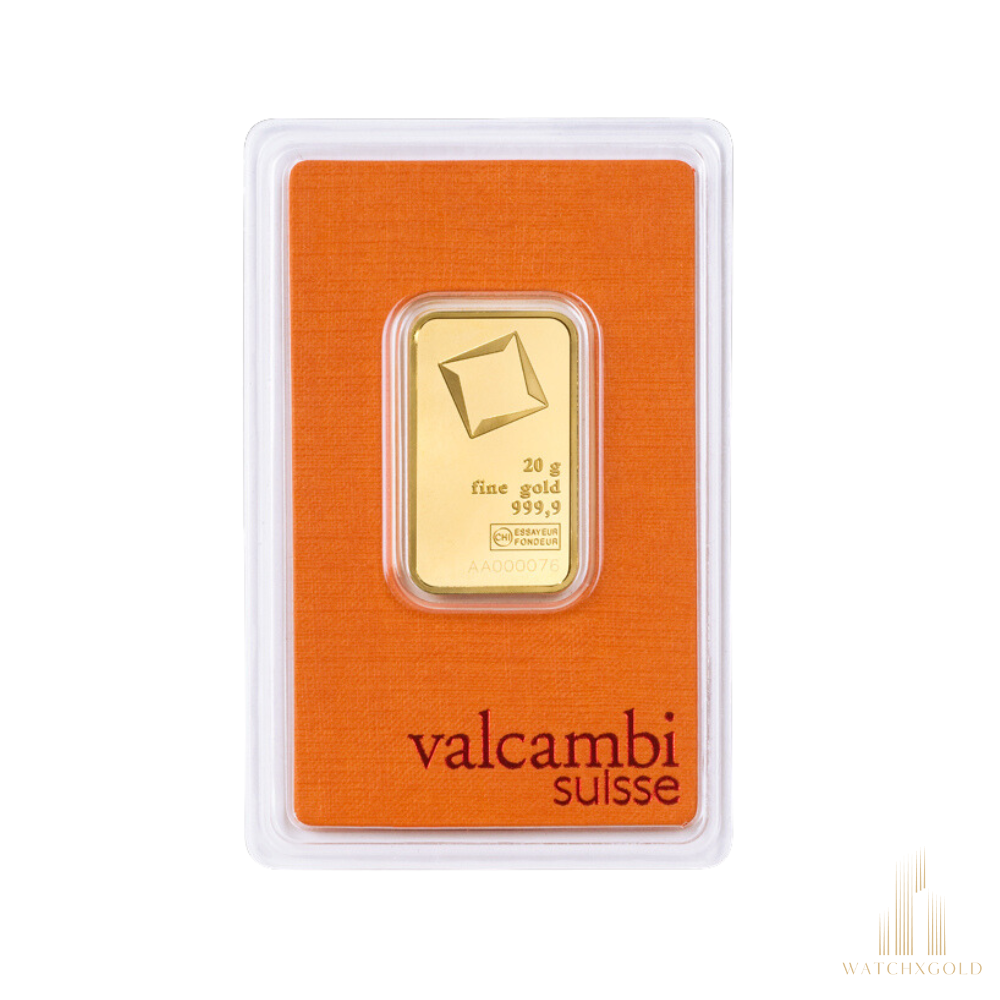 Valcambi 20g Gold Minted Gold Bar