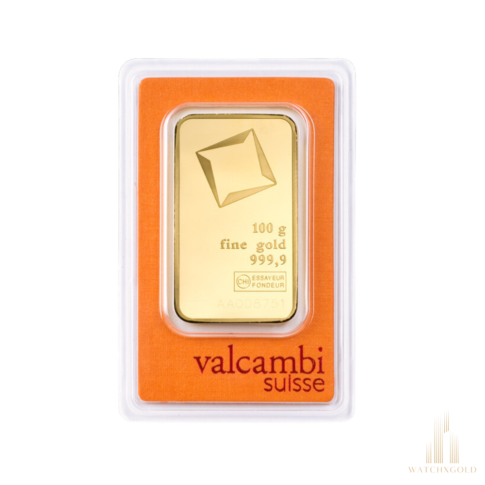 Valcambi 100g Gold Minted Gold Bar