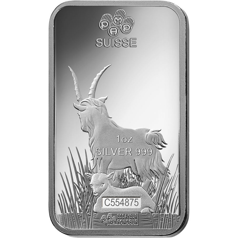 Lunar Goat Silver Minted Bar - 1oz