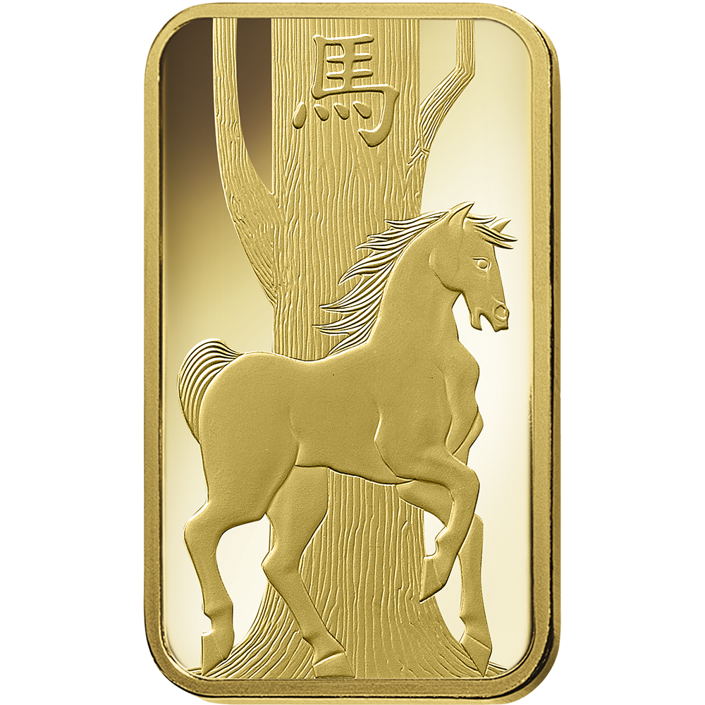 Lunar Horse Gold Minted Bar - 1oz