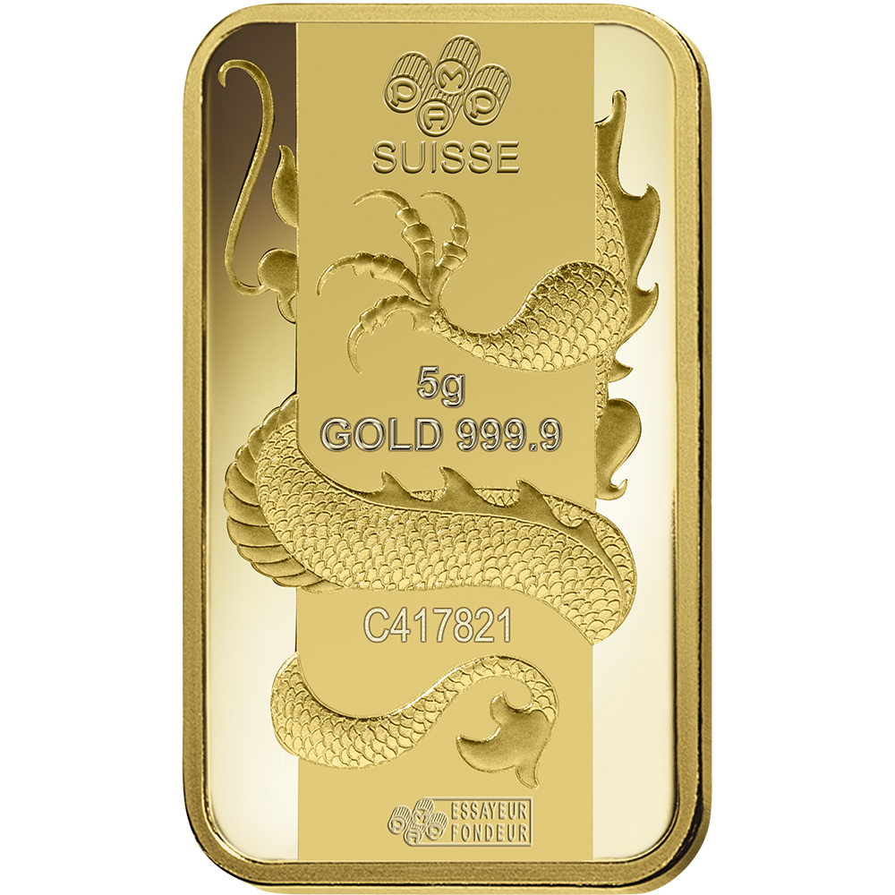 Lunar Dragon Gold Minted Bar- 5g