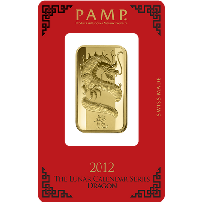 Lunar Dragon Gold Minted Bar - 1oz