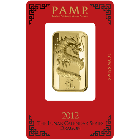 Lunar Dragon Gold Minted Bar - 1oz