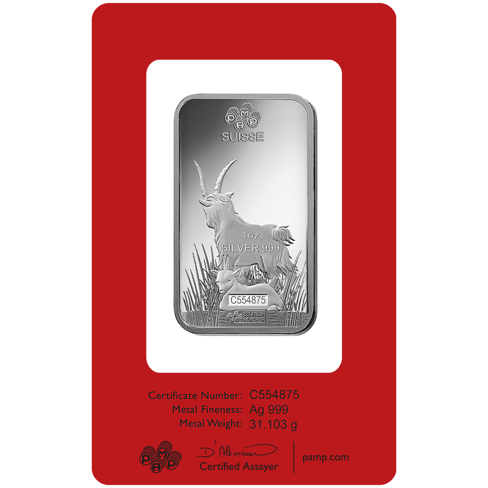 Lunar Goat Silver Minted Bar - 1oz