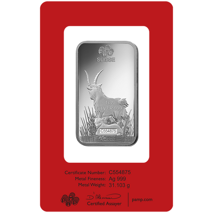 Lunar Goat Silver Minted Bar - 1oz