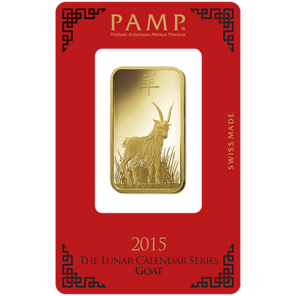 Lunar Goat Gold Minted Bar - 1oz