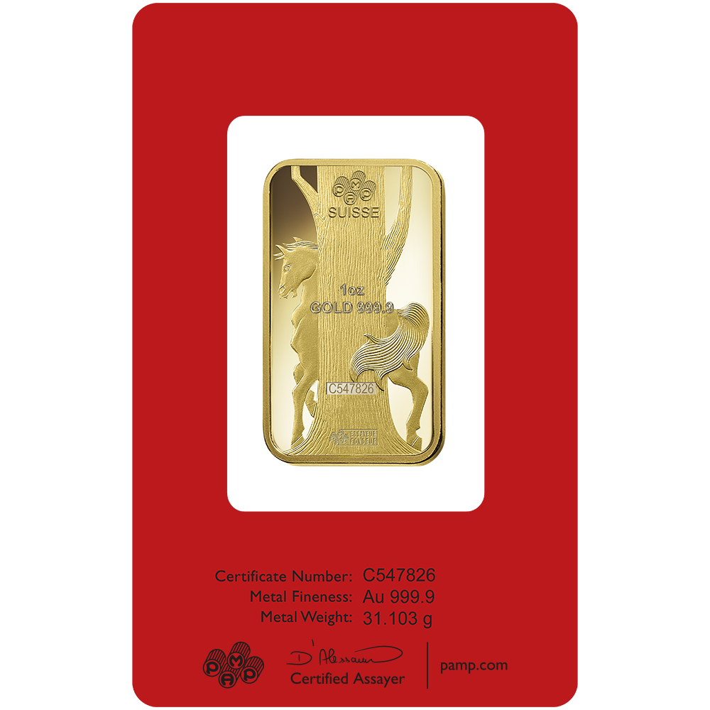 Lunar Horse Gold Minted Bar - 1oz