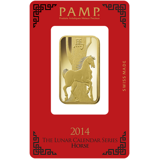 Lunar Horse Gold Minted Bar - 1oz