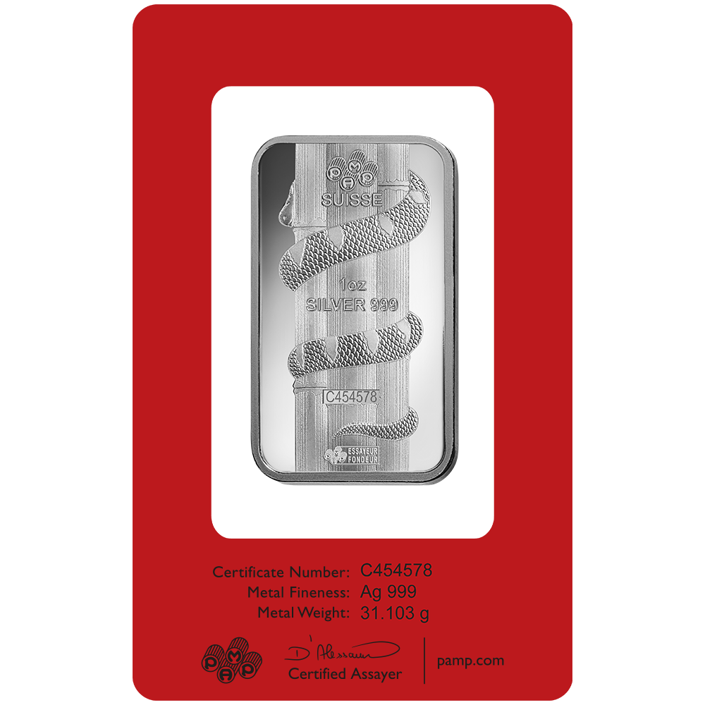 Lunar Snake Silver Minted Bar - 1oz