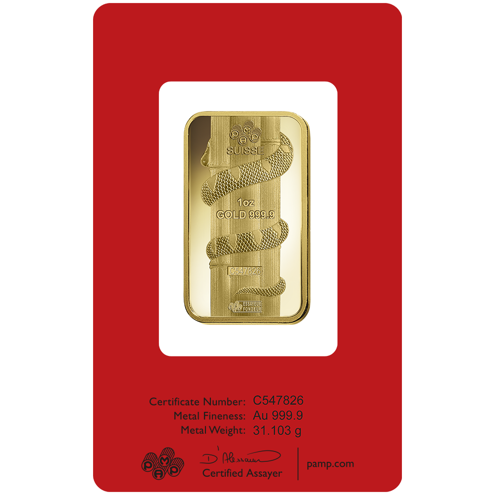 Lunar Snake Gold Minted Bar - 1oz