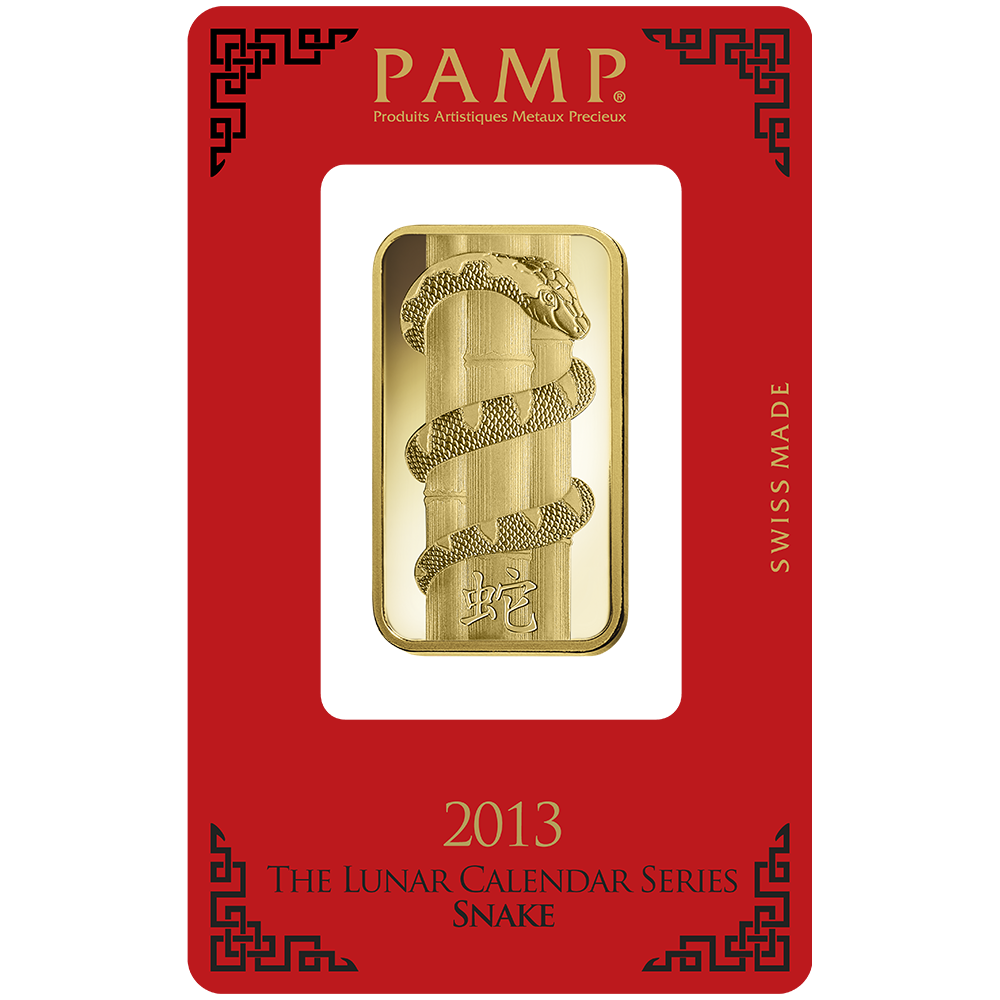 Lunar Snake Gold Minted Bar - 1oz