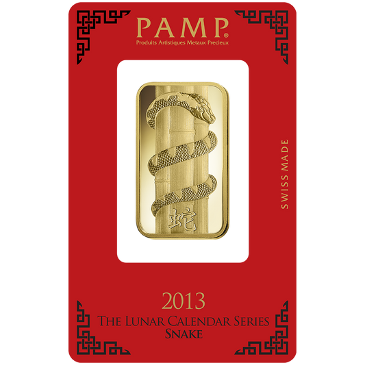 Lunar Snake Gold Minted Bar - 1oz